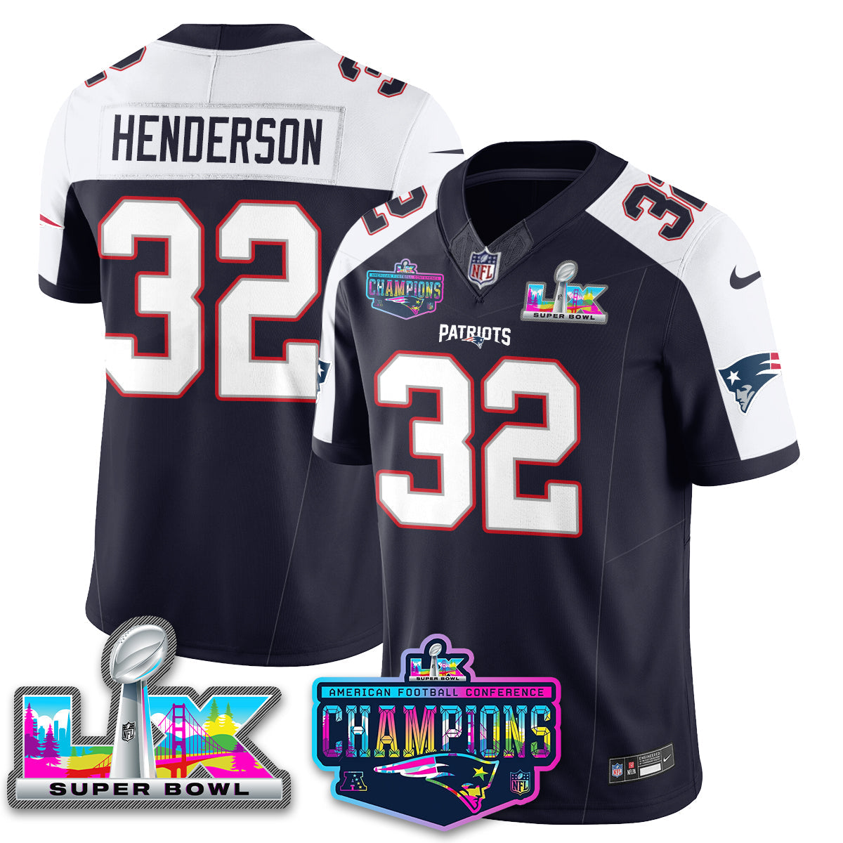 NE 2025 Vapor Jersey - AFC Champions Limited Patch - All Stitched