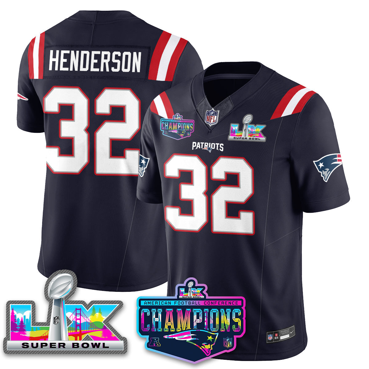 NE 2025 Vapor Jersey - AFC Champions Limited Patch - All Stitched