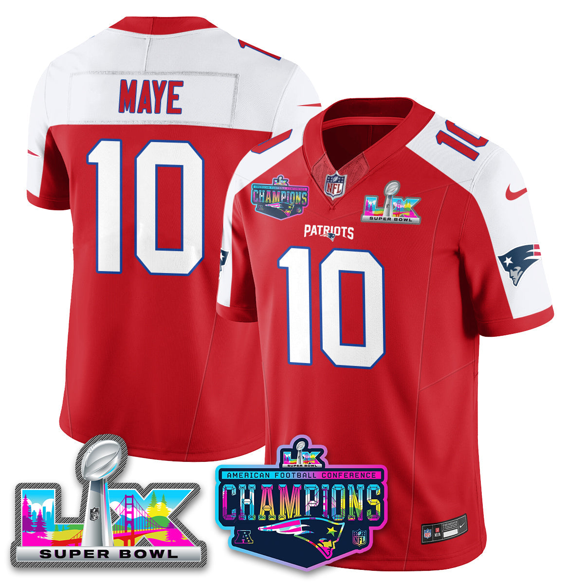 NE 2025 Vapor Jersey - AFC Champions Limited Patch - All Stitched