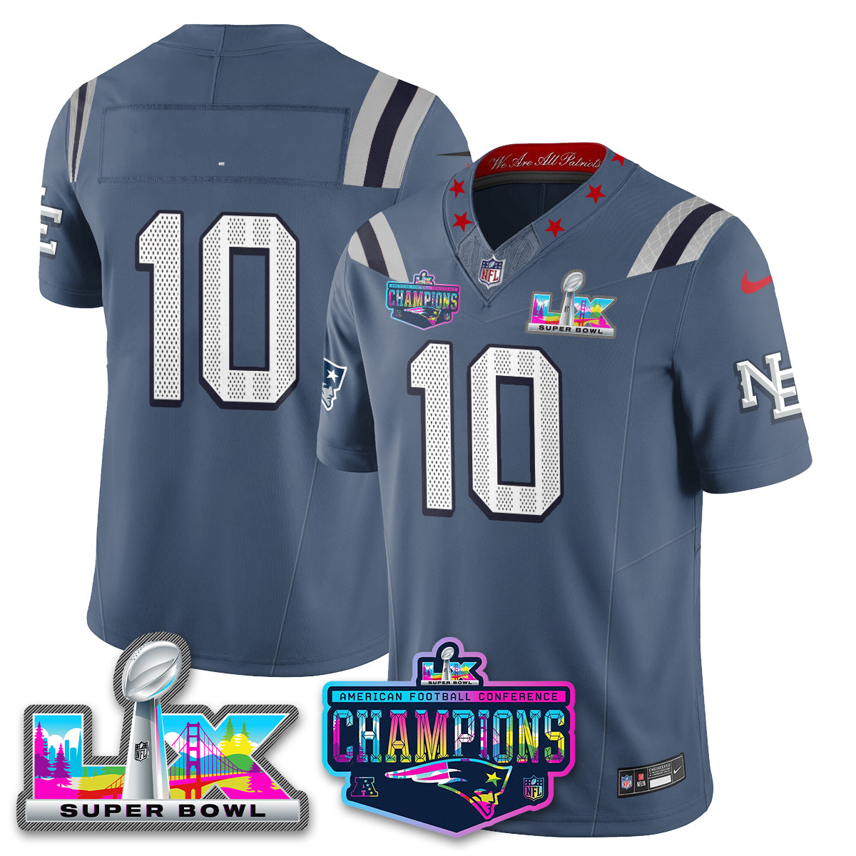 NE 2025 Vapor Jersey - AFC Champions Limited Patch - All Stitched