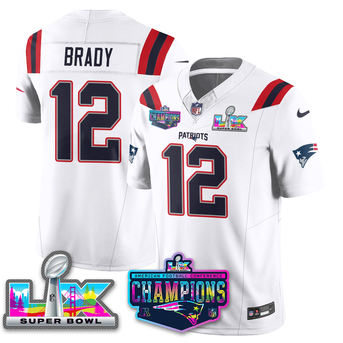 NE 2025 Vapor Jersey - AFC Champions Limited Patch - All Stitched
