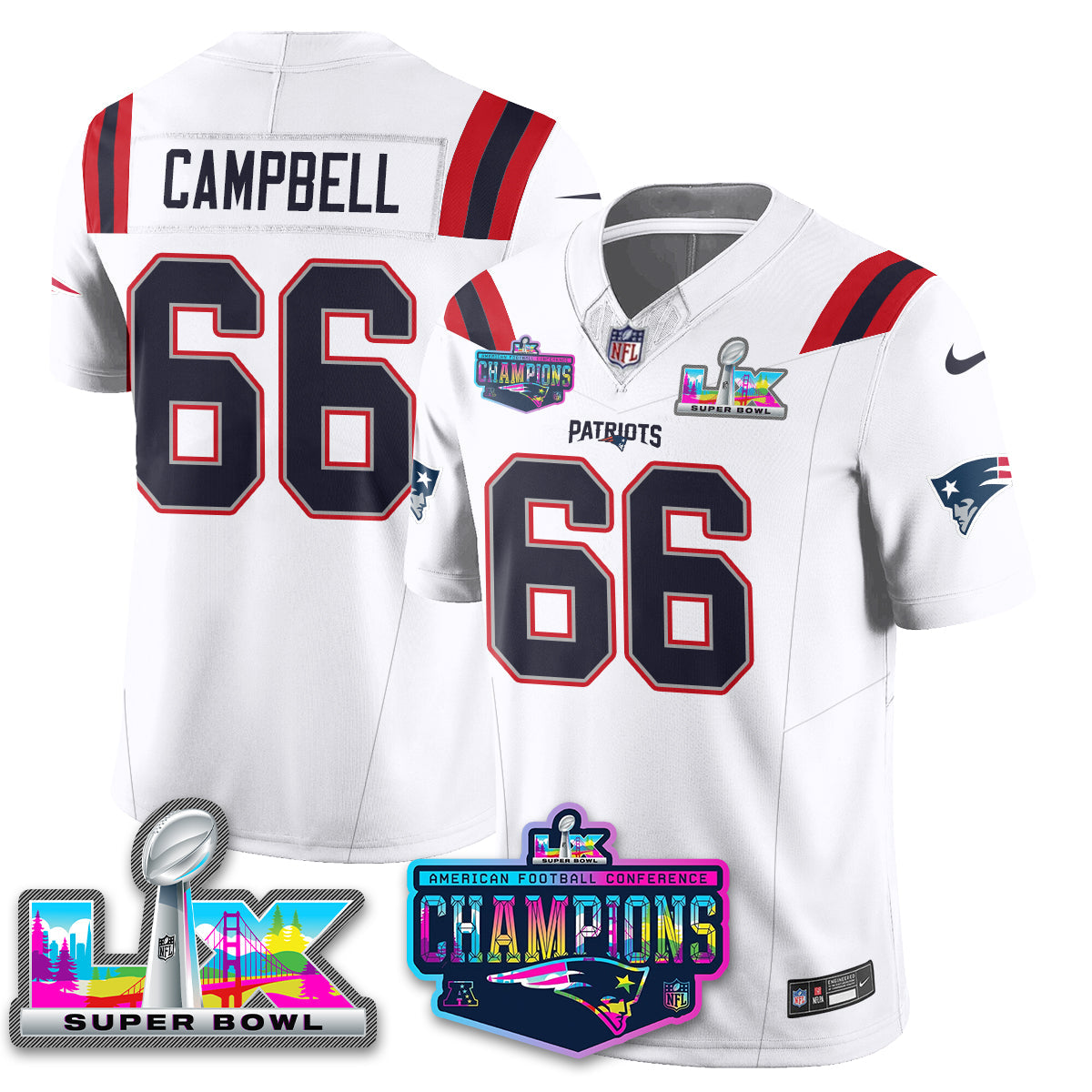 NE 2025 Vapor Jersey - AFC Champions Limited Patch - All Stitched