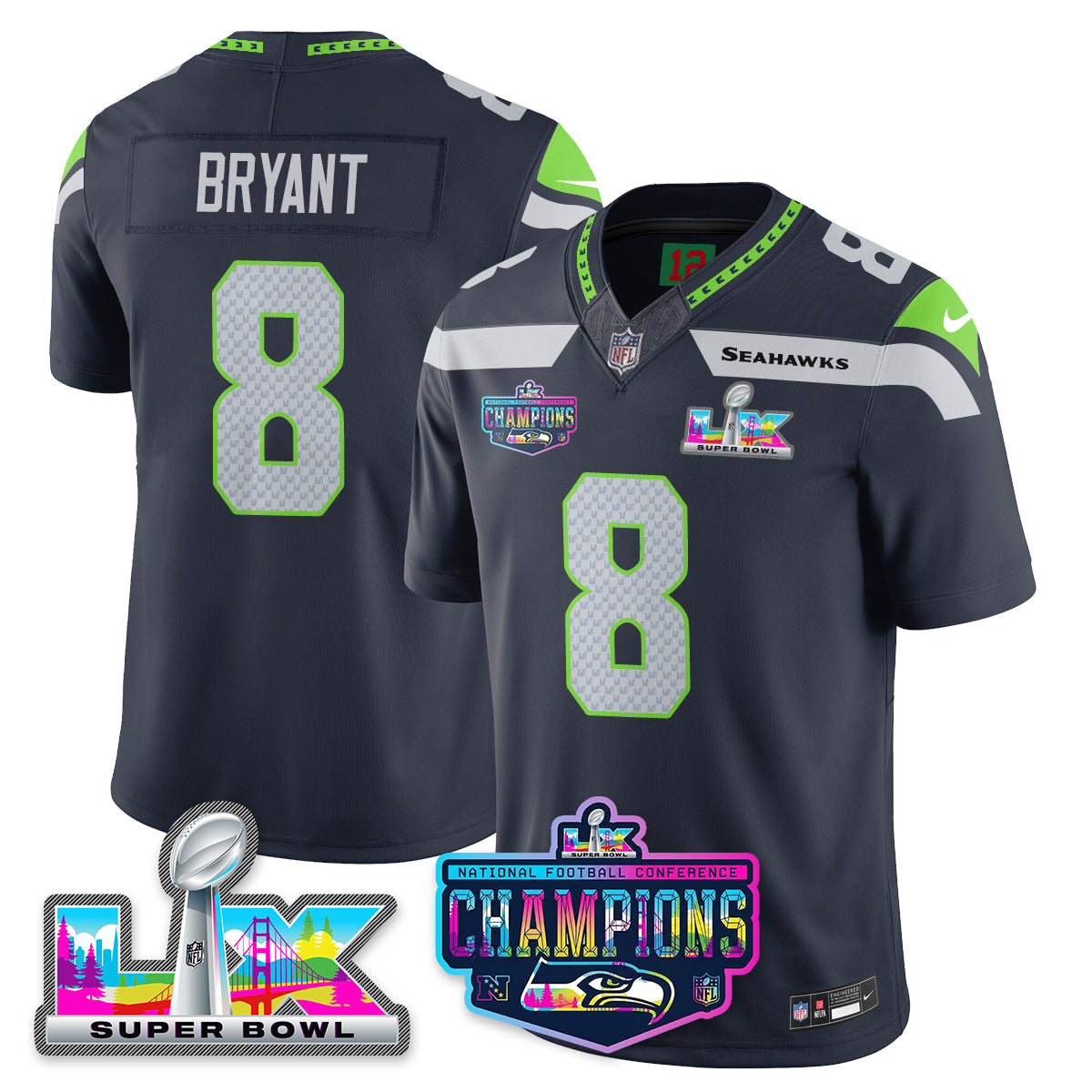 SEA 2025 Vapor Limited Jersey - NFC Champions Limited Patch - All Stitched