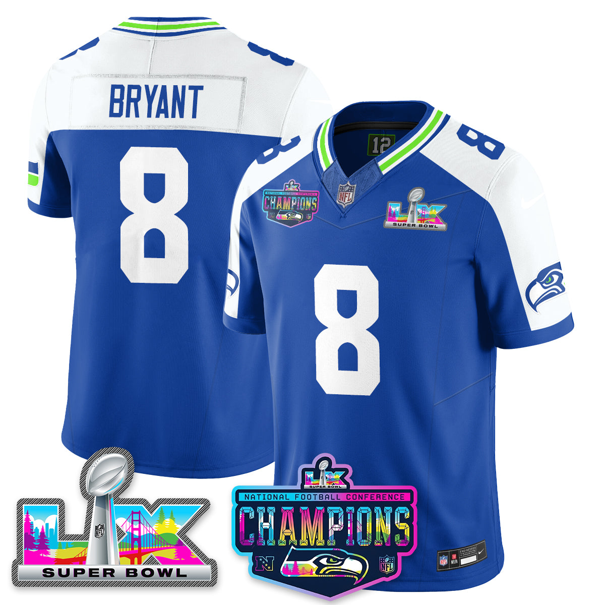 SEA 2025 Vapor Limited Jersey - NFC Champions Limited Patch - All Stitched