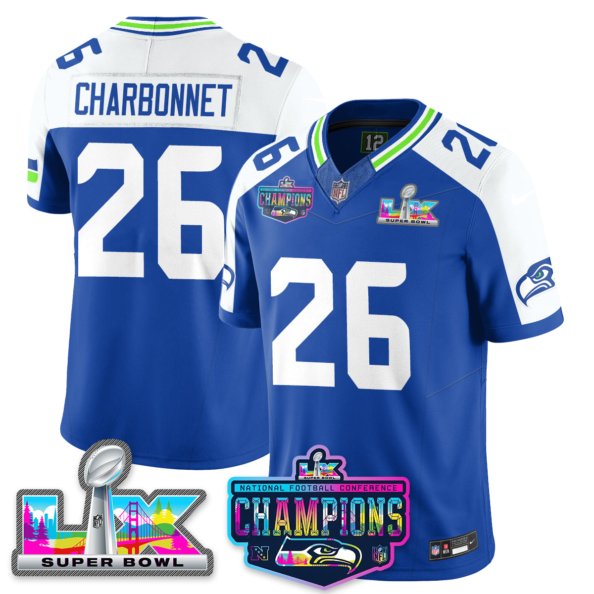 SEA 2025 Vapor Limited Jersey - NFC Champions Limited Patch - All Stitched