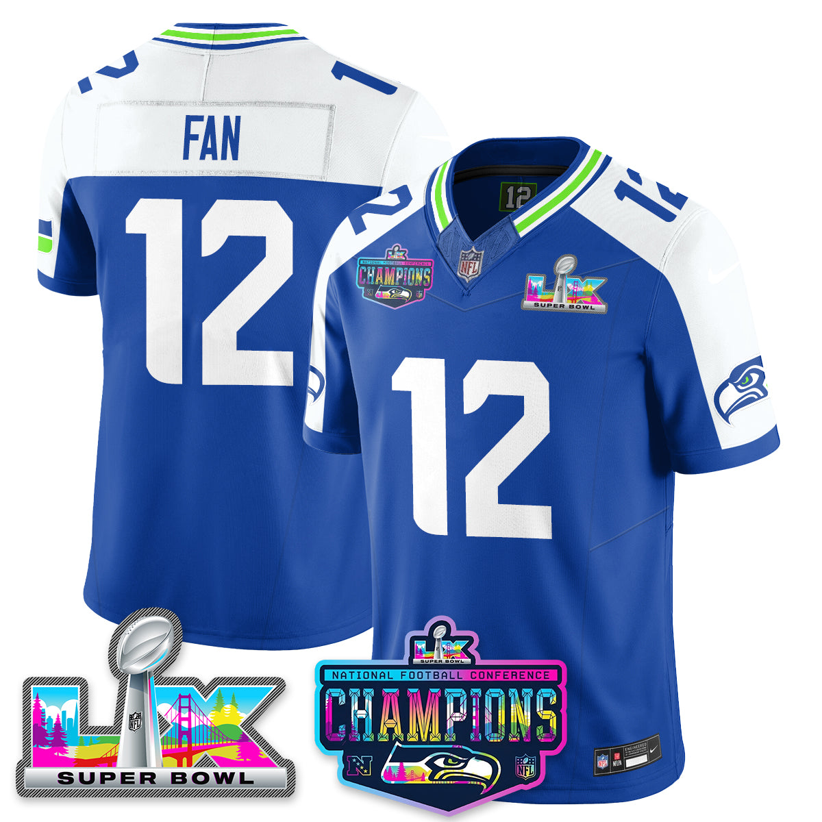 SEA 2025 Vapor Limited Jersey - NFC Champions Limited Patch - All Stitched