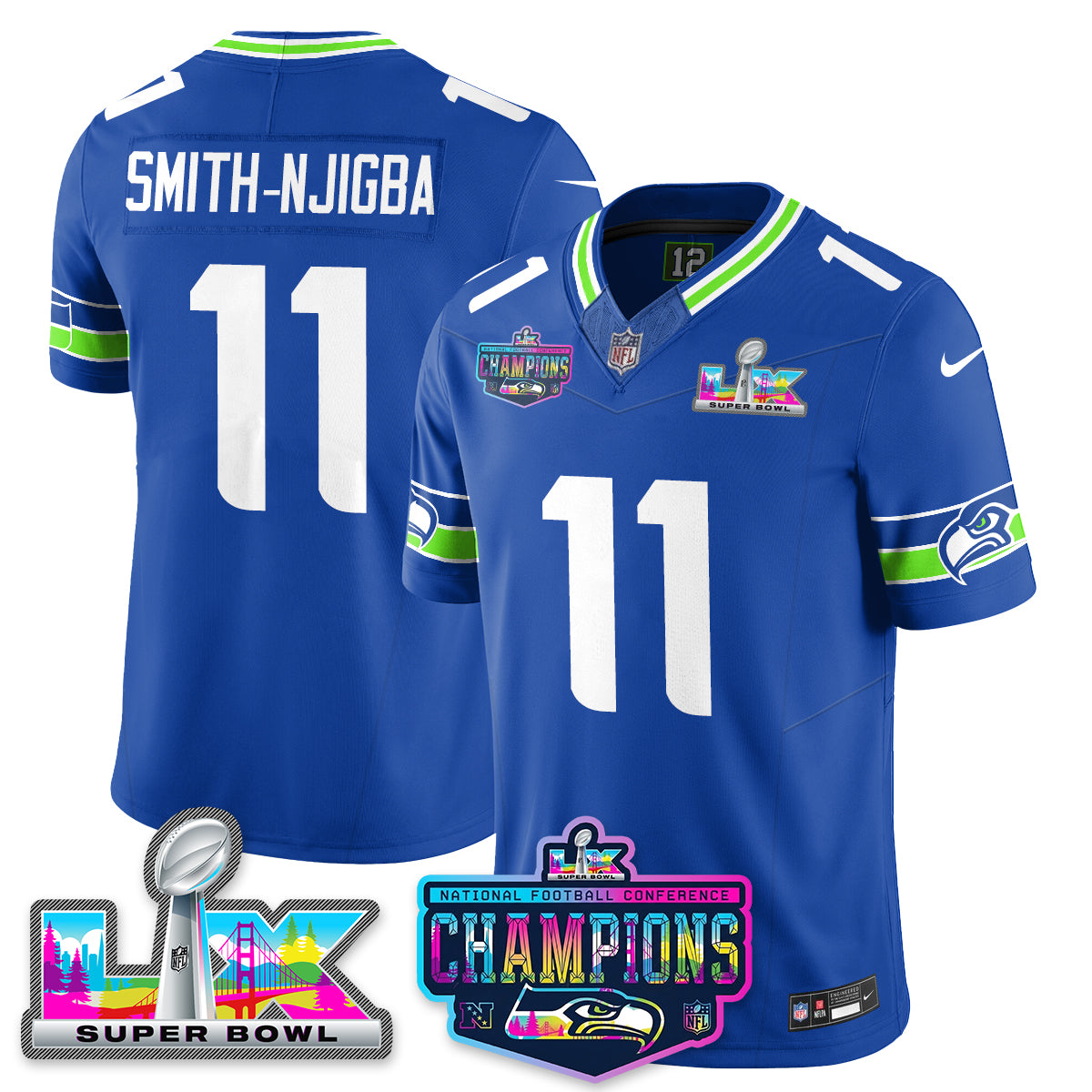 SEA 2025 Vapor Limited Jersey - NFC Champions Limited Patch - All Stitched n10