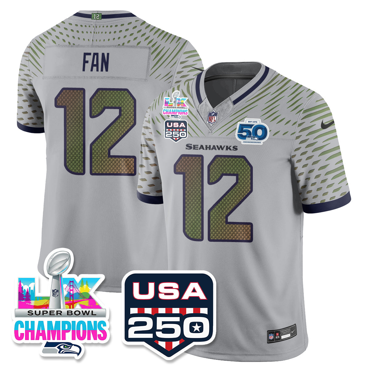 SEA S.Bowl LX & 50th Patch Champions Vapor Limited Jersey - All Stitched -DMQ