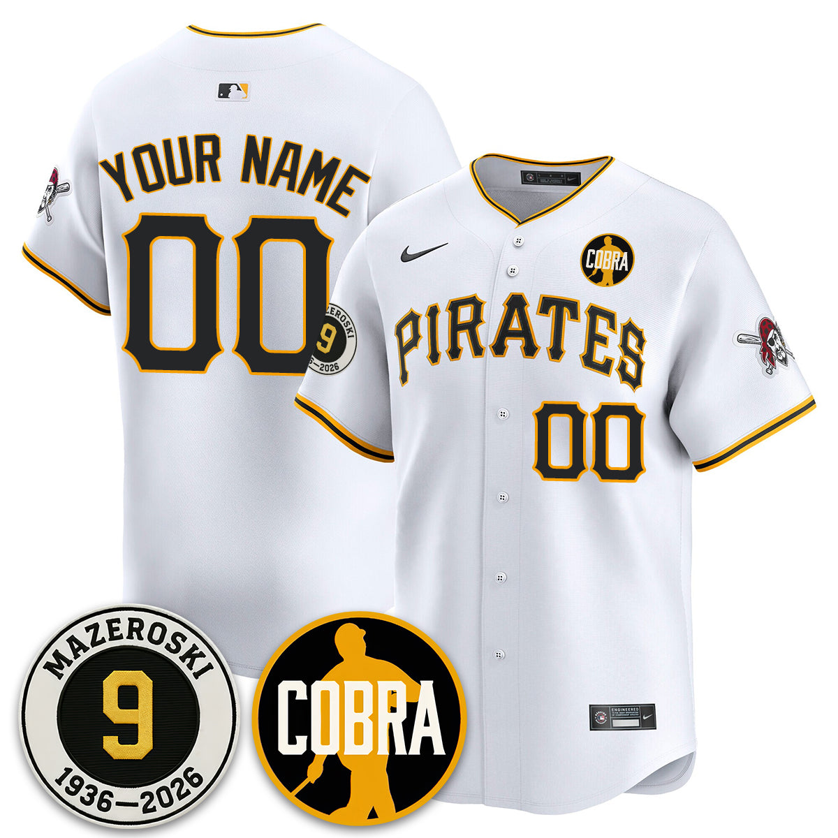 PIT Memories Vapor Limited Custom Jersey - Bill Mazeroski Patch - All Stitched