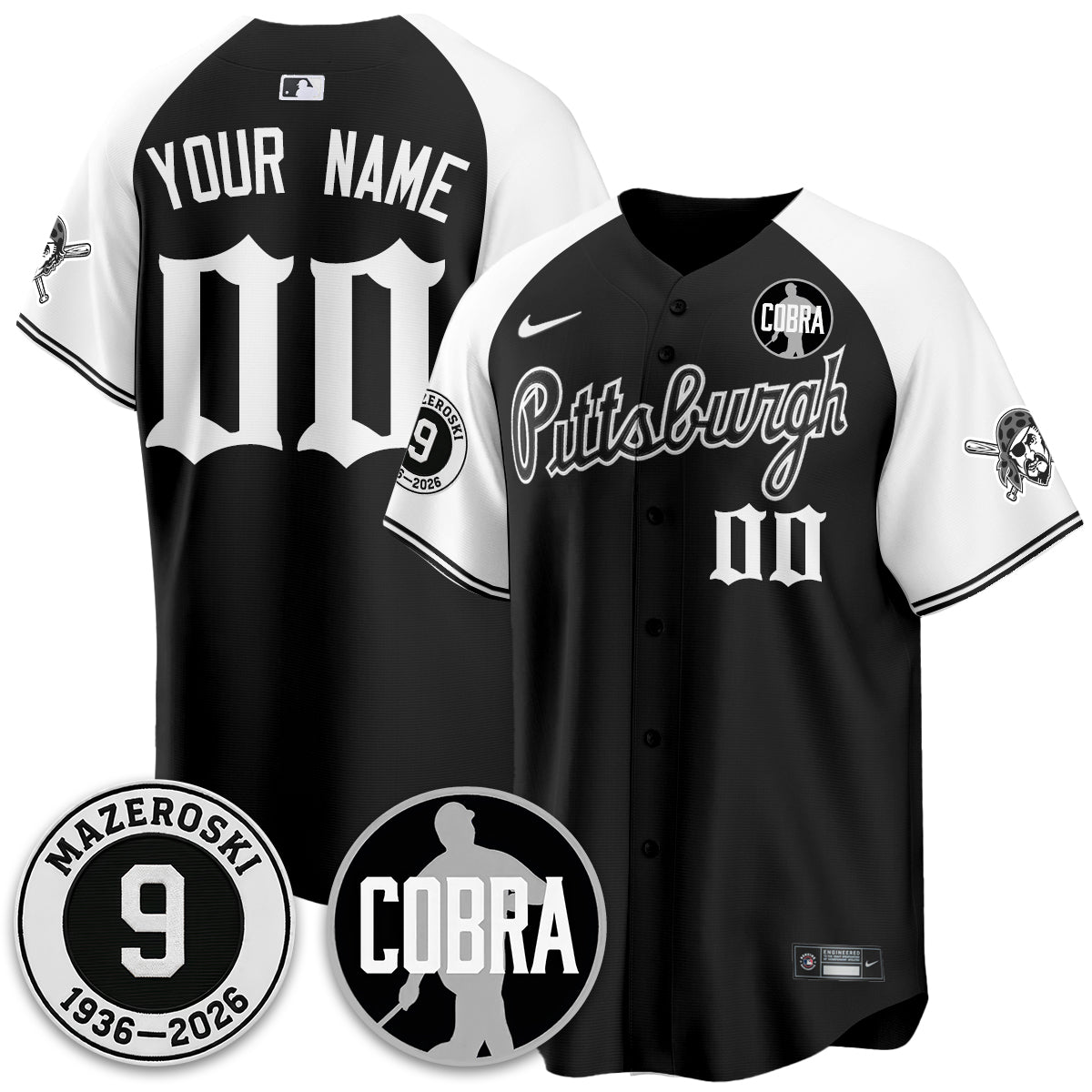 PIT Memories Vapor Limited Gothic Custom Jersey - Bill Mazeroski Patch - All Stitched