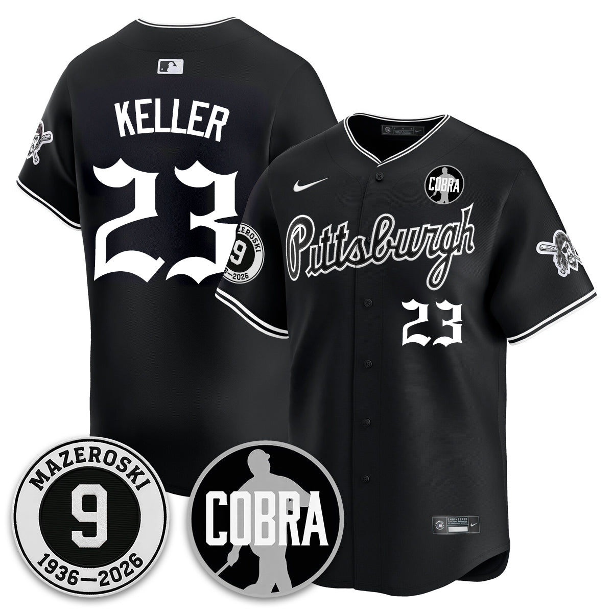 PIT Memories Vapor Limited Gothic Jersey - Bill Mazeroski Patch - All Stitched