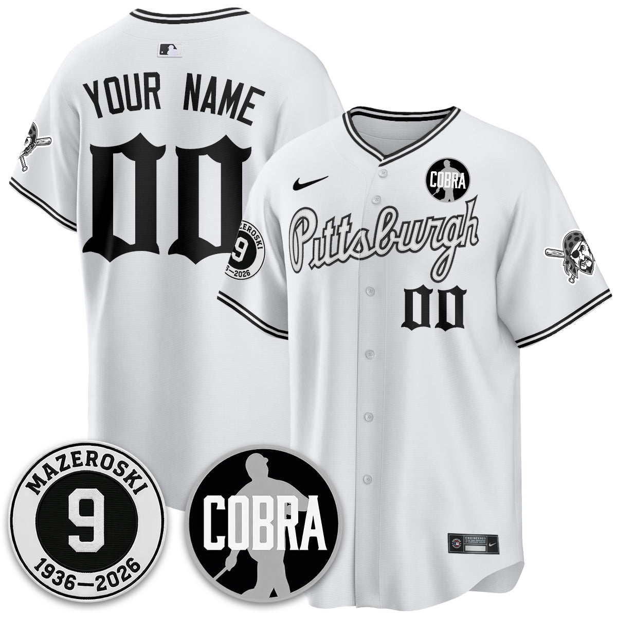 PIT Memories Vapor Limited Gothic Custom Jersey - Bill Mazeroski Patch - All Stitched