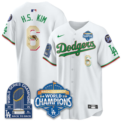 LAD Black Flag Mexico World Series Champions Jersey - 9x Champs - All Stitched