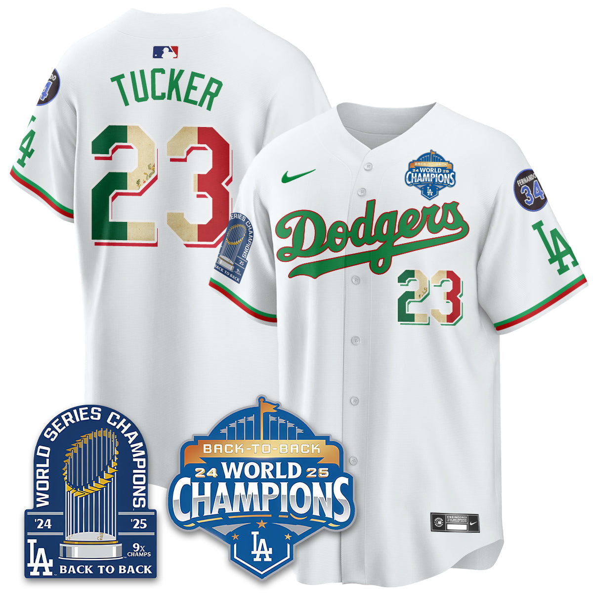 LAD Black Flag Mexico World Series Champions Jersey - 9x Champs - All Stitched