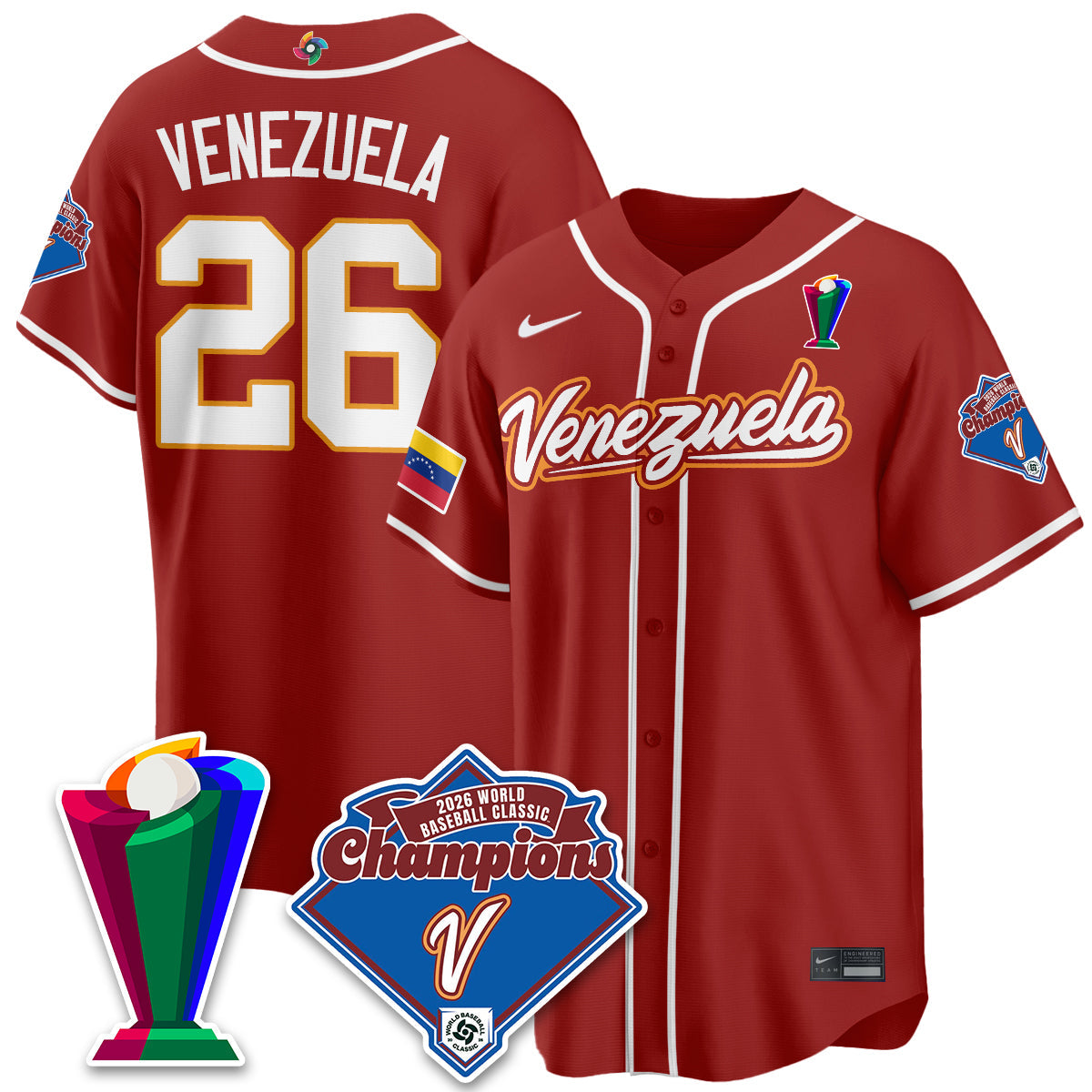 Venezuela Baseball 2026 World Baseball Classic Champions Limited Jersey - All Stitched