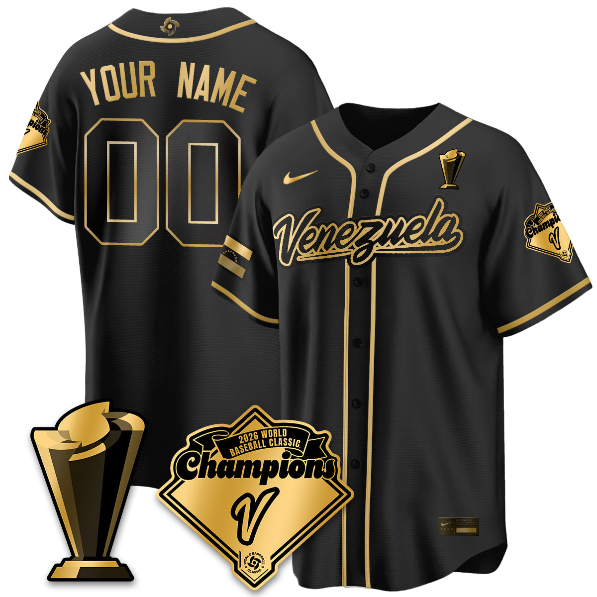 Venezuela Baseball 2026 World Baseball Classic Champions Limited Custom Jersey - All Stitched