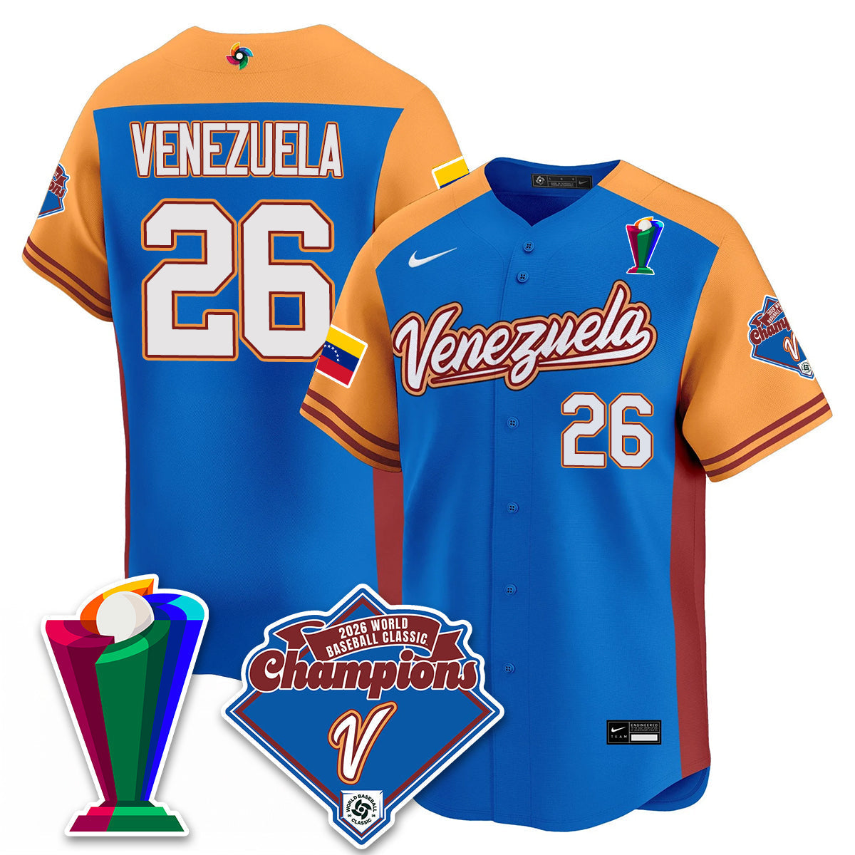 Venezuela Baseball 2026 World Baseball Classic Champions Limited Jersey - All Stitched