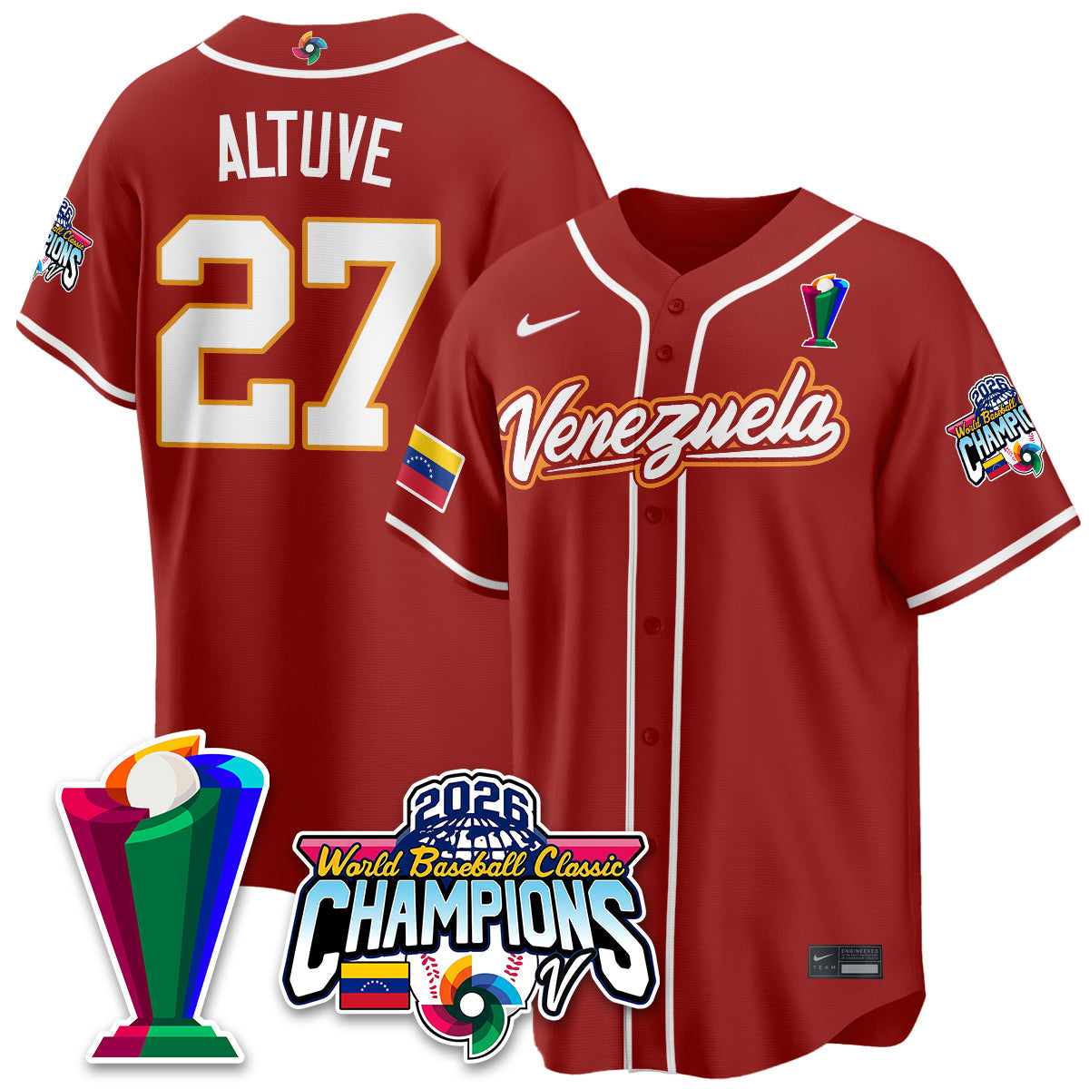 Venezuela Baseball 2026 World Baseball Classic Champions Limited Jersey V2 - All Stitched