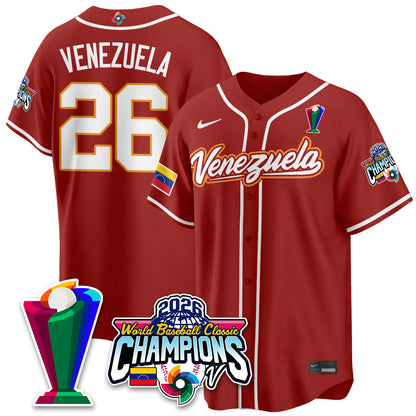 Venezuela Baseball 2026 World Baseball Classic Champions Limited Jersey V2 - All Stitched