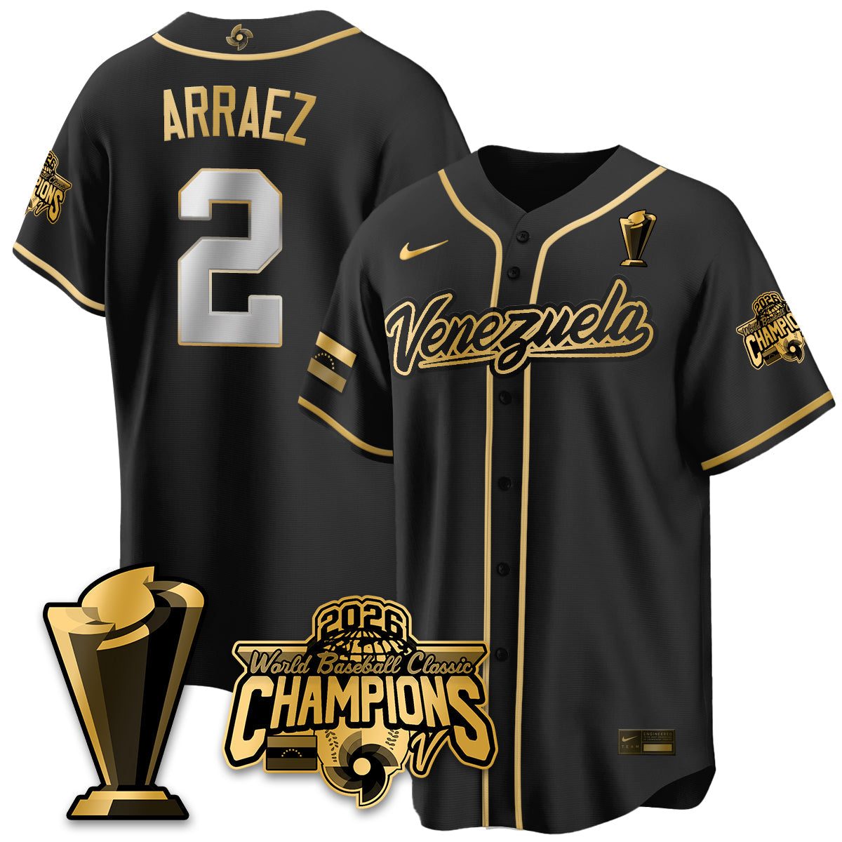 Venezuela Baseball 2026 World Baseball Classic Champions Limited Jersey V2 - All Stitched