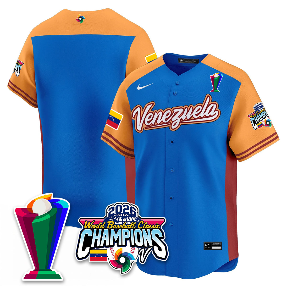 Venezuela Baseball 2026 World Baseball Classic Champions Limited Jersey V2 - All Stitched