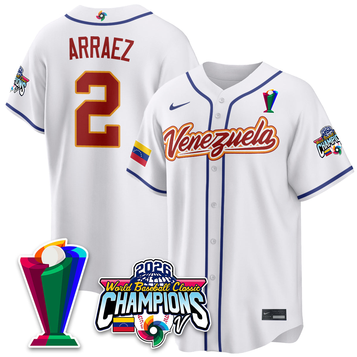 Venezuela Baseball 2026 World Baseball Classic Champions Limited Jersey V2 - All Stitched