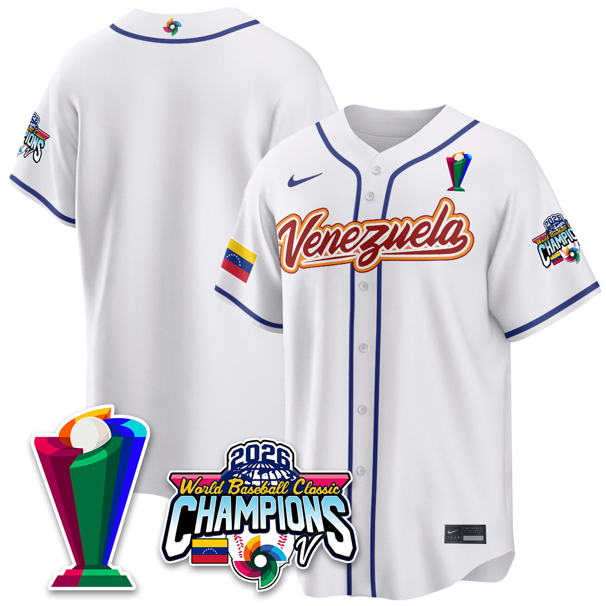 Venezuela Baseball 2026 World Baseball Classic Champions Limited Jersey V2 - All Stitched