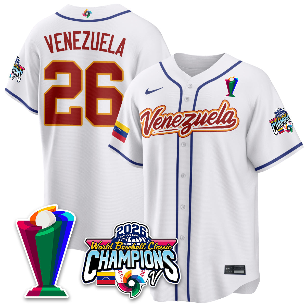 Venezuela Baseball 2026 World Baseball Classic Champions Limited Jersey V2 - All Stitched