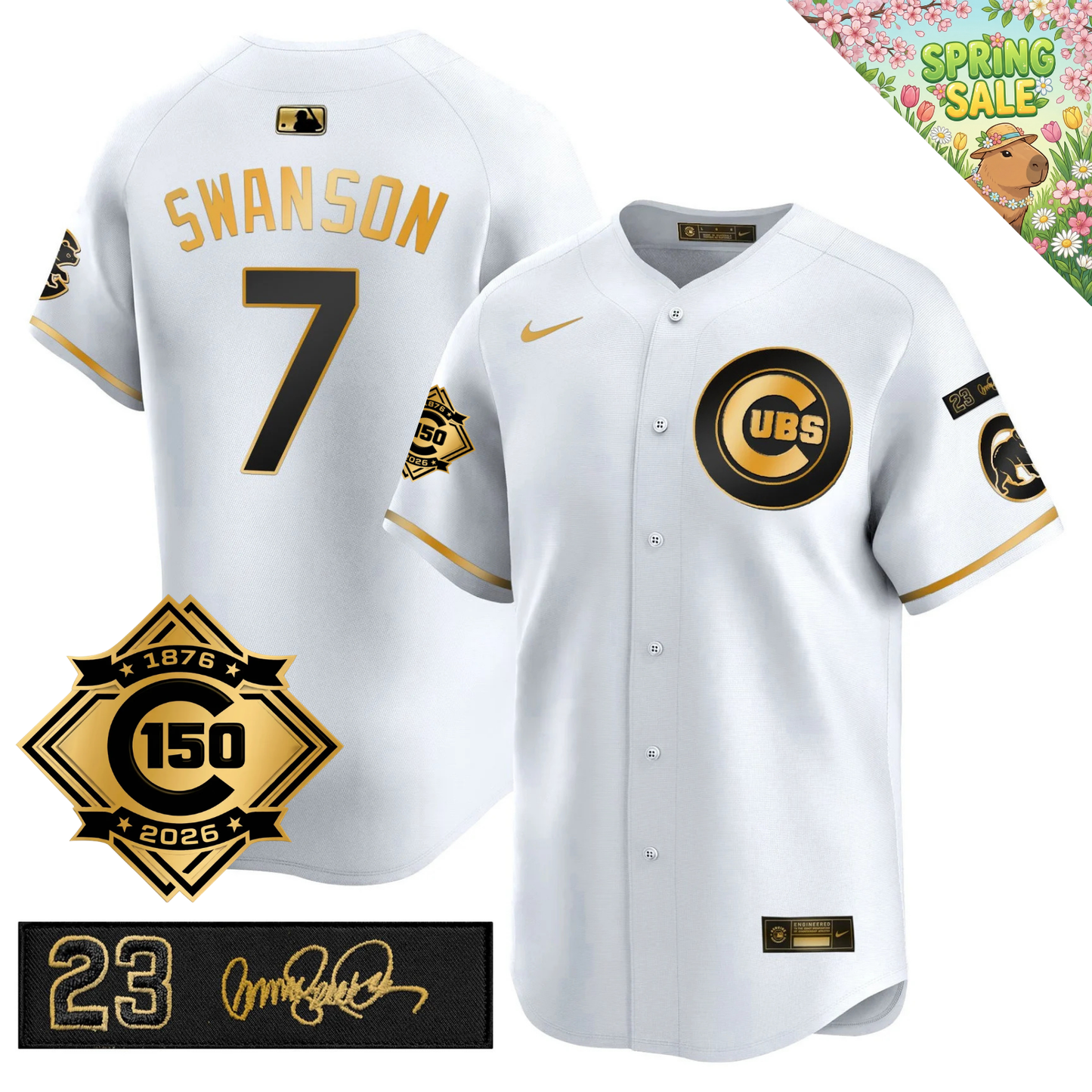 CHC 150th Anniversary & 'Ryne Sandberg Tribute' Patch Vapor Premier Limited Gold Jersey - All Stitched