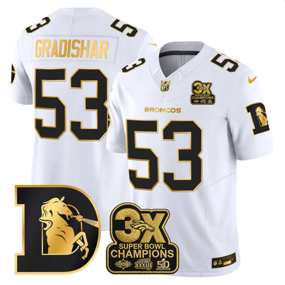 DEN 3x Champions Patch Throwback Gold Vapor Limited Jersey - Stitched