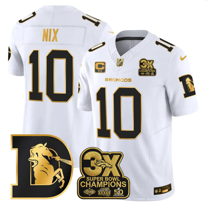 DEN 3x Champions Patch Throwback Gold Vapor Limited Jersey - Stitched
