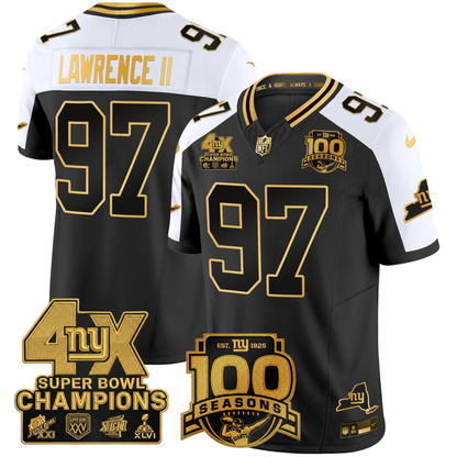 New York Giants 4X Champions & 100th Season Patch Vapor Limited Jersey - All Stitched