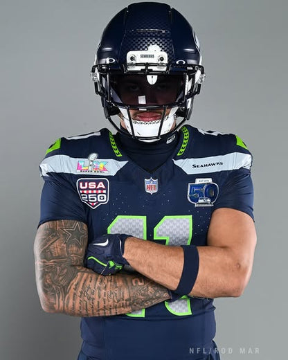 SEA Super Bowl LX - 50th Anniversary Patch Gold Vapor Limited Jersey N19 - All Stitched