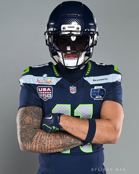 SEA Super Bowl LX - 50th Anniversary Patch Gold Vapor Limited Jersey N6 - All Stitched