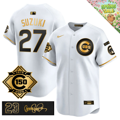 CHC 150th Anniversary & 'Ryne Sandberg Tribute' Patch Vapor Premier Limited Gold Jersey - All Stitched