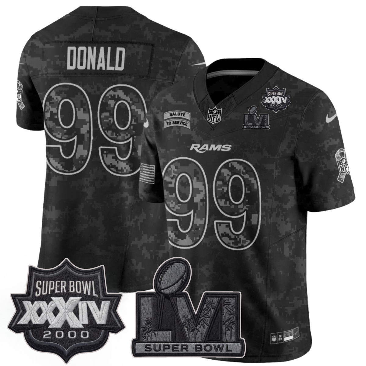 LAR 2026 Salute To Service 2S.Bowl Champs Patch Vapor Jersey - Stitched