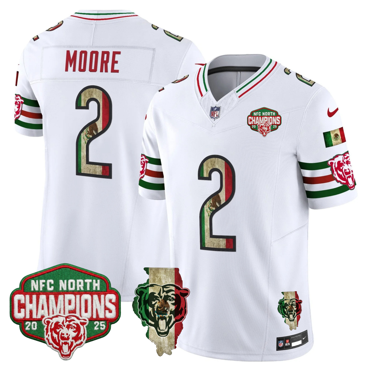 CHI Mexico NFC North Champions 2025 Patch Limited Jersey - Stitched