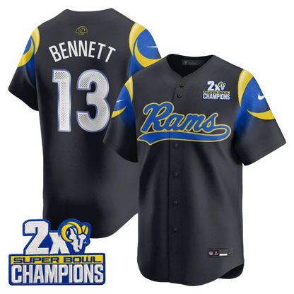 LAR Rivalry 2X Champions Patch Baseball Jersey - Stitched