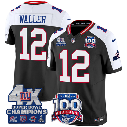 New York Giants 4X Champions & 100th Season Patch Vapor Limited Jersey - All Stitched