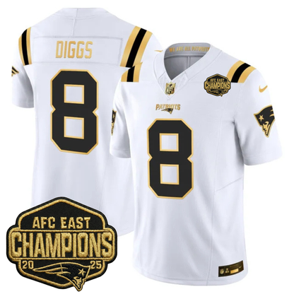 NE 2025 AFC East Champions Gold Vapor Limited Jersey - All Stitched