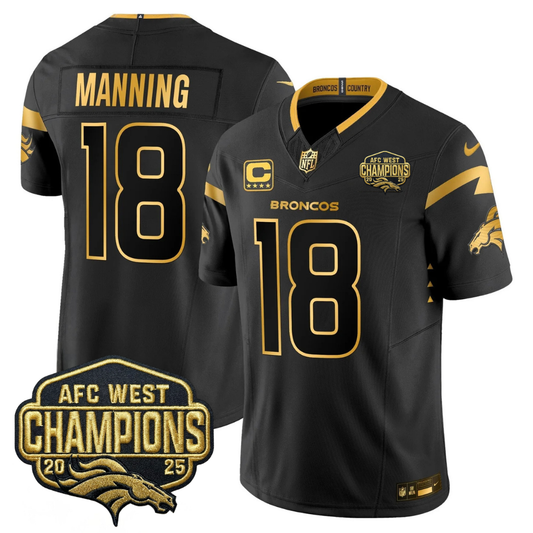 DEN AFC West Champions Patch Gold Vapor Limited Jersey - Stitched