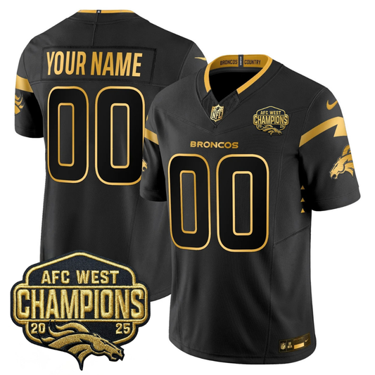 Custom DEN AFC West Champions Patch Gold Vapor Limited Jersey - Stitched