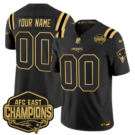 NE 2025 AFC East Champions Gold Vapor Limited Custom Jersey - Stitched