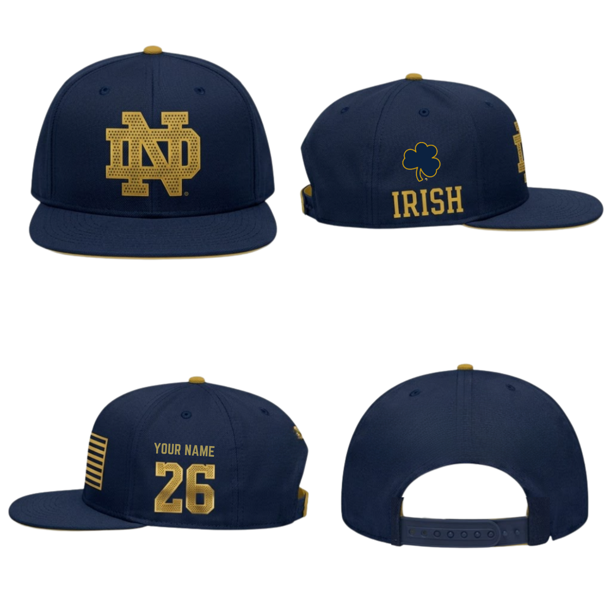 ND 2026 Shamrock Series Custom Snapback Cap - Printed