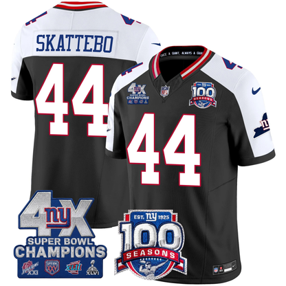 New York Giants 4X Champions & 100th Season Patch Vapor Limited Jersey - All Stitched