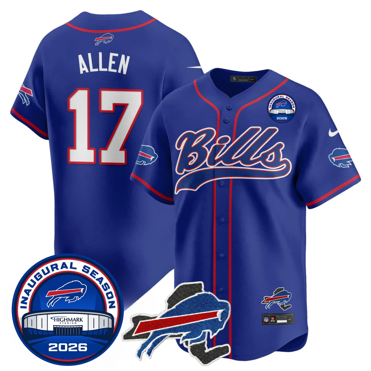 BUF 2025 Inaugural Season Patch Vapor Baseball Jersey - Stitched