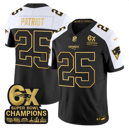 NE 2025 6x Champions Patch Gold Vapor Limited Jersey - All Stitched
