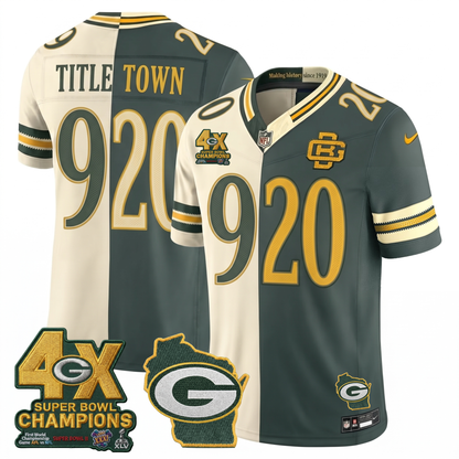 GB 2026 Rivalries Split 4X Champs Patch Vapor Jersey - Stitched