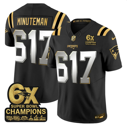 NE 2025 6x Champions Patch Gold Vapor Limited Jersey - All Stitched