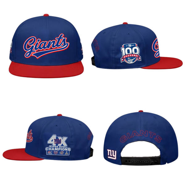 NYG 4X Champs & 100 Anniversary Snapback Cap - Printed